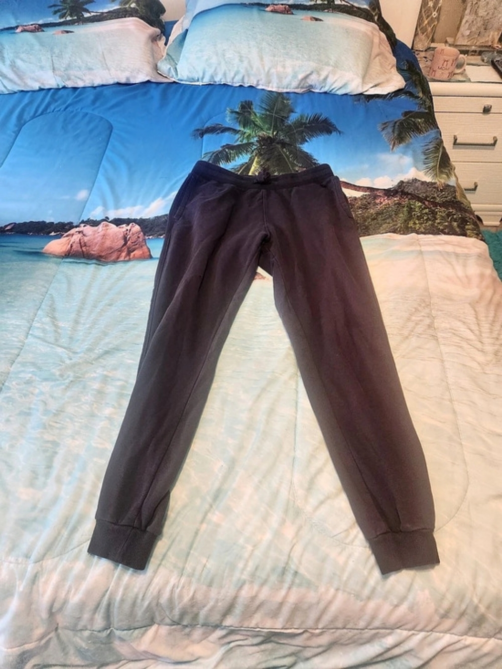 Under Armour Men's Black Fleece Jogger Pants L Cotton/Poly Drawstring Elastic